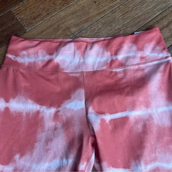 Nike One Luxe Orange Tie Dyed Tight Fit Mid Rise Biker Shorts Sz XL NWT - Picture 4 of 12